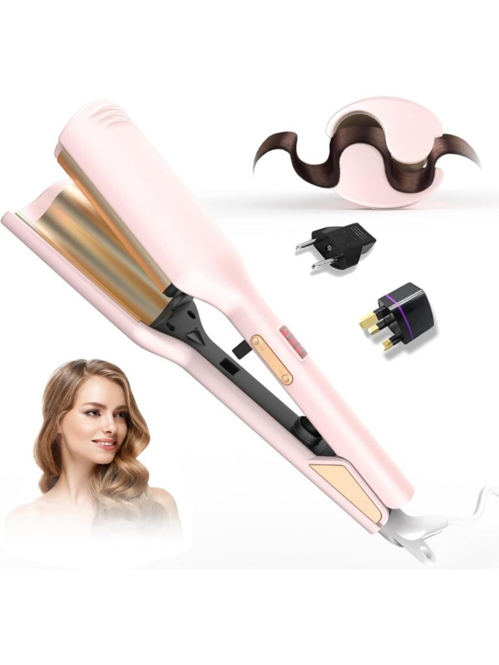Mini Waver Curling Iron - Ionic Deep Waver with Ceramic 2 Barrel, Easy to Use